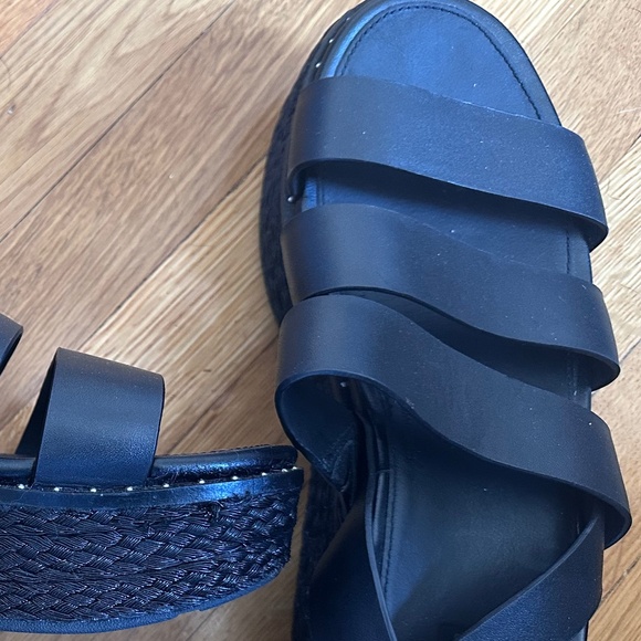 FitFlop Eloise Black Ankle Strap Open Toe Strappy Upper Espadrille Wedge Sandals - Picture 4 of 9